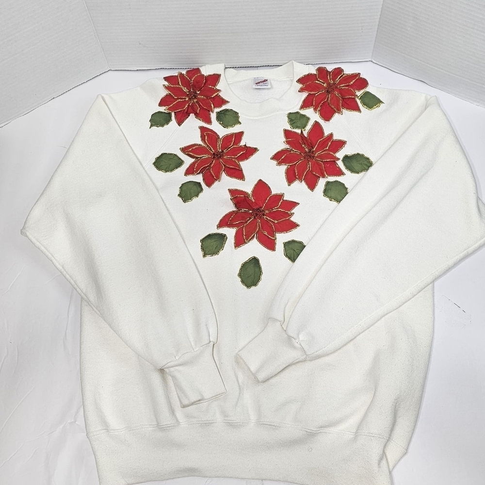 Jerzees White Sweatshirt with Red and Blue Accents - Picture 12 of 14